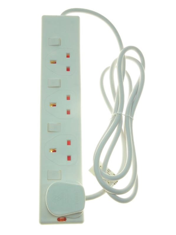 Trailing Socket - 4 Gang with 2m Flex (Individually Switched)