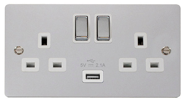 Click Define - 2 Gang Switched Socket USB