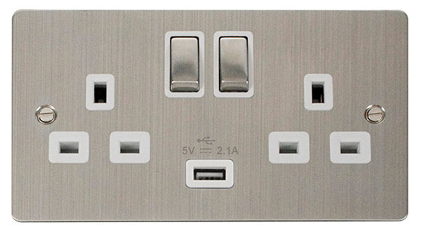 Define - 2 Gang Switched Socket USB