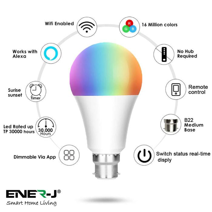 Smart WiFi Colour Changing LED Bulb 9W