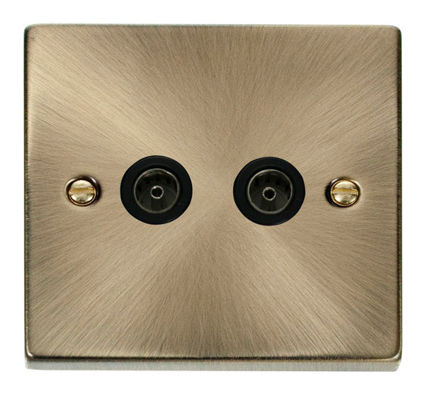 Deco Antique Brass - Twin Satellite Socket