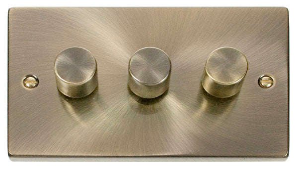 Deco Antique Brass - 3 Gang Dimmer Switch