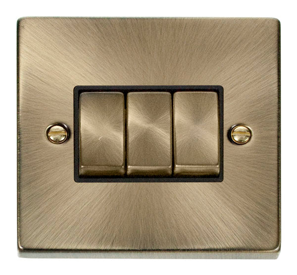 Deco Antique Brass - 3 Gang Switch BK insert