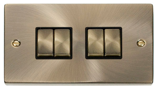 Deco Antique Brass - 4 Gang Switch BK insert