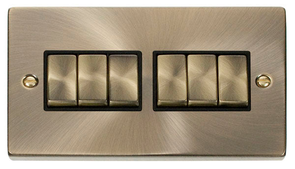 Deco Antique Brass - 6 Gang Switch BK insert