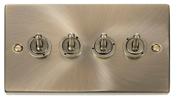 Deco Antique Brass - 4 Gang Toggle Switch