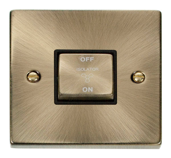 Deco Antique Brass - Fan Isolator Switch BK insert