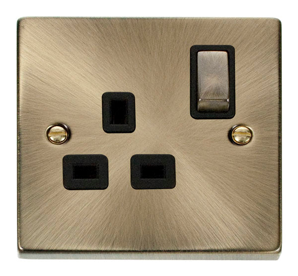 Deco Antique Brass - 1 Gang Switched Socket BK insert