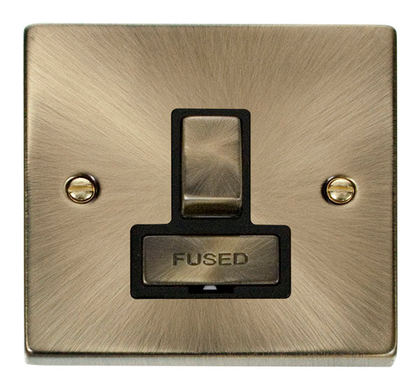 Deco Antique Brass - Switched Fused Spur unit BK insert
