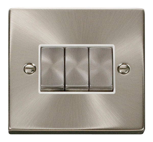 Deco Satin Chrome - 3 Gang Switch