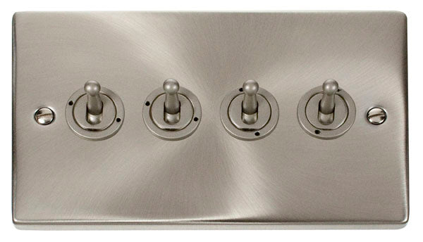 Deco Satin Chrome - 4 Gang Toggle Switch