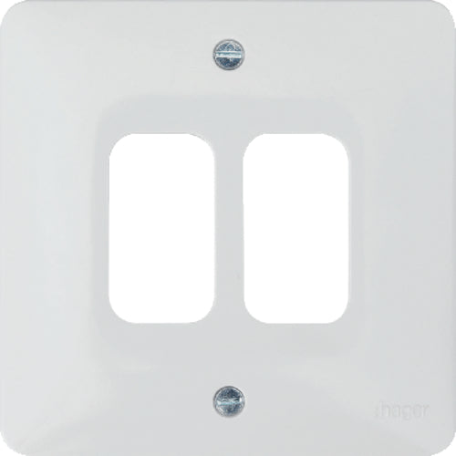 Hager - 2 Gang moulded Grid Plate