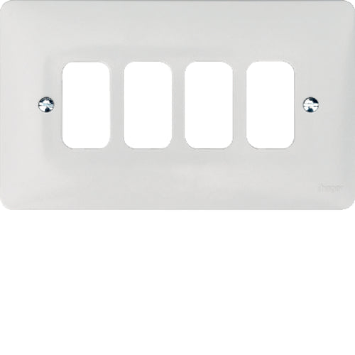 Hager - 4 Gang moulded Grid Plate