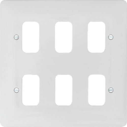 Hager - 6 Gang moulded Grid Plate