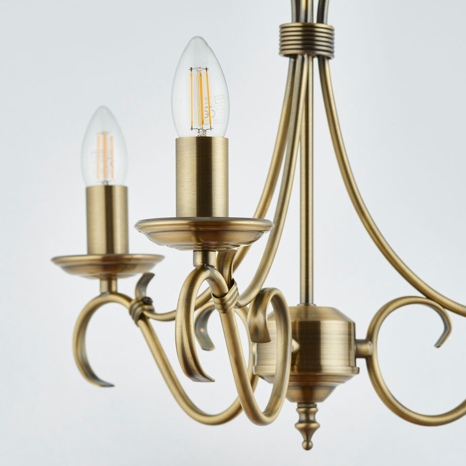 Bernice 3lt Pendant - Antique Brass