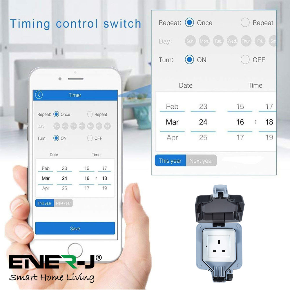 Smart WiFi Weatherproof Double Socket With USB