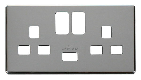 Click Definity - 2 Gang Switched Socket USB