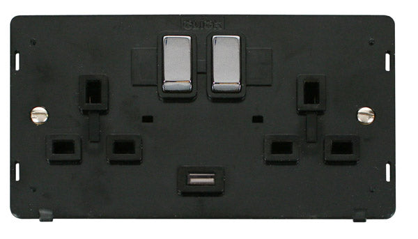 Click Definity - 2 Gang Switched Socket USB