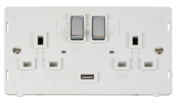 Click Definity - 2 Gang Switched Socket USB