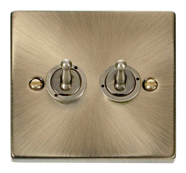 Deco Antique Brass - 2 Gang Toggle Switch