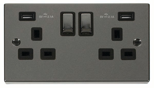 13A 2 Gang Switched Socket USB