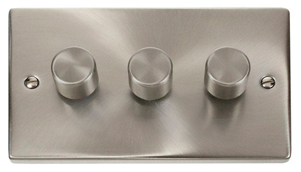 Deco Satin Chrome - 3 Gang Dimmer Switch