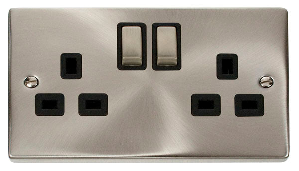 Deco Satin Chrome - 13A 2 Gang Switched Socket