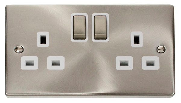 Deco Satin Chrome - 13A 2 Gang Switched Socket
