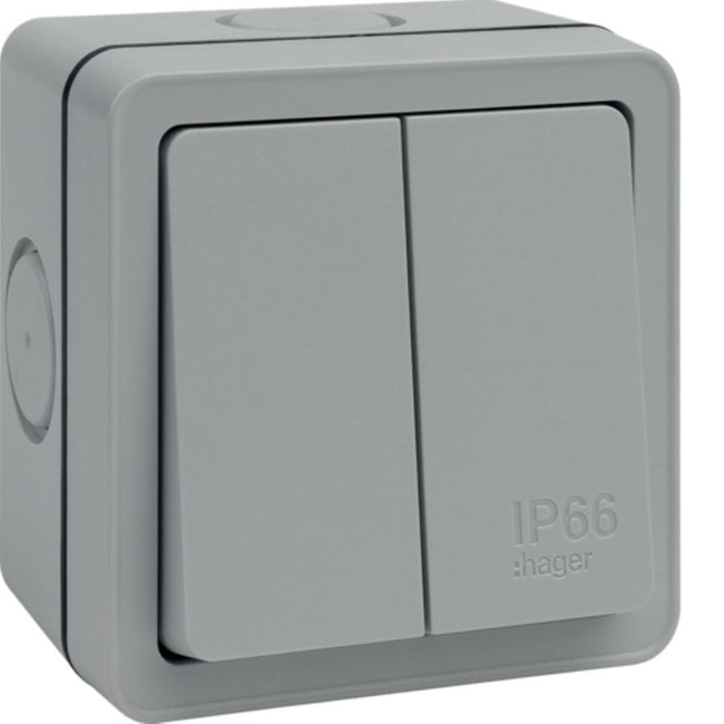 Hager - Outdoor 2 Gang Switch IP66